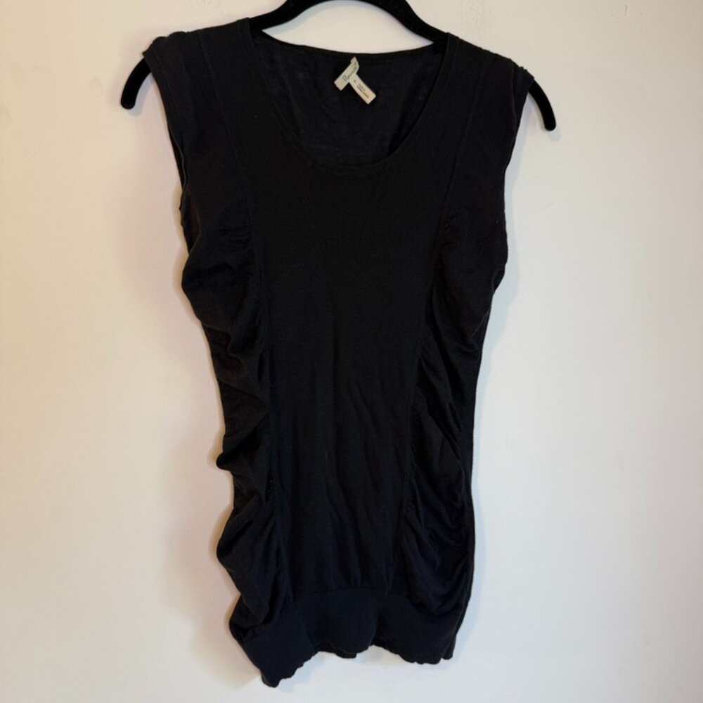 Flounce Black Ruffle/Ruch Tank Top, Size S